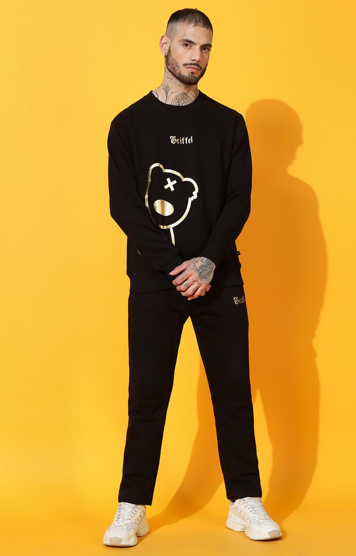 Men's TEDDY Regular Fit Black Gold Tracksuit