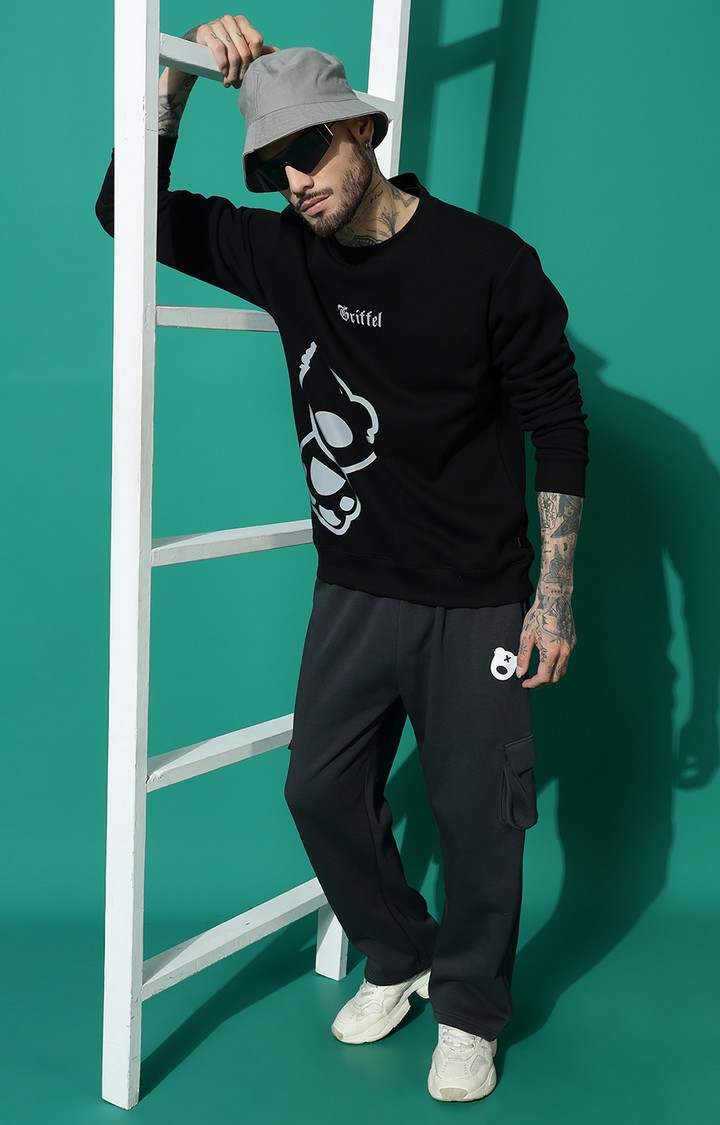 Men's TEDDY Regular Fit Black Grey Tracksuit