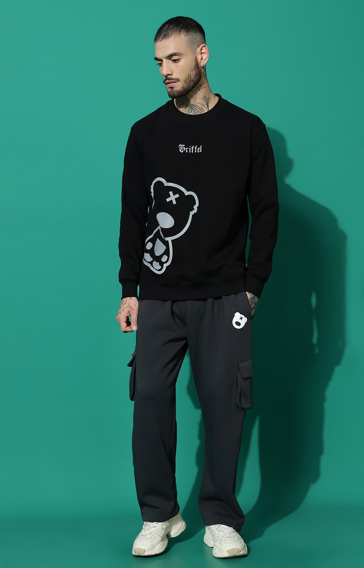 Men's TEDDY Regular Fit Black Grey Tracksuit
