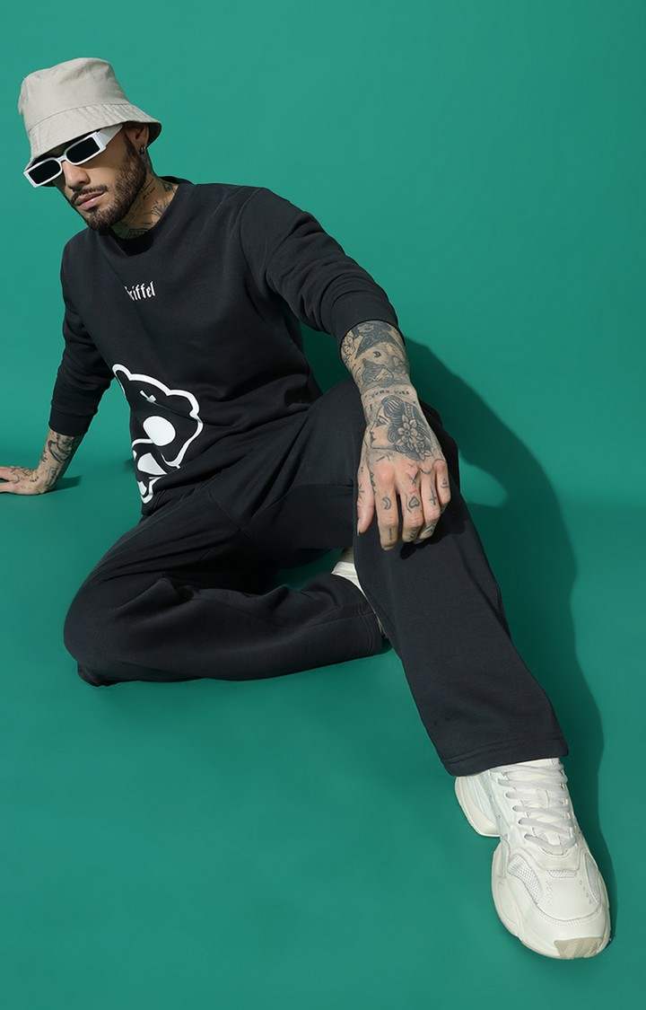 Men's TEDDY Regular Fit Charcoal White Tracksuit