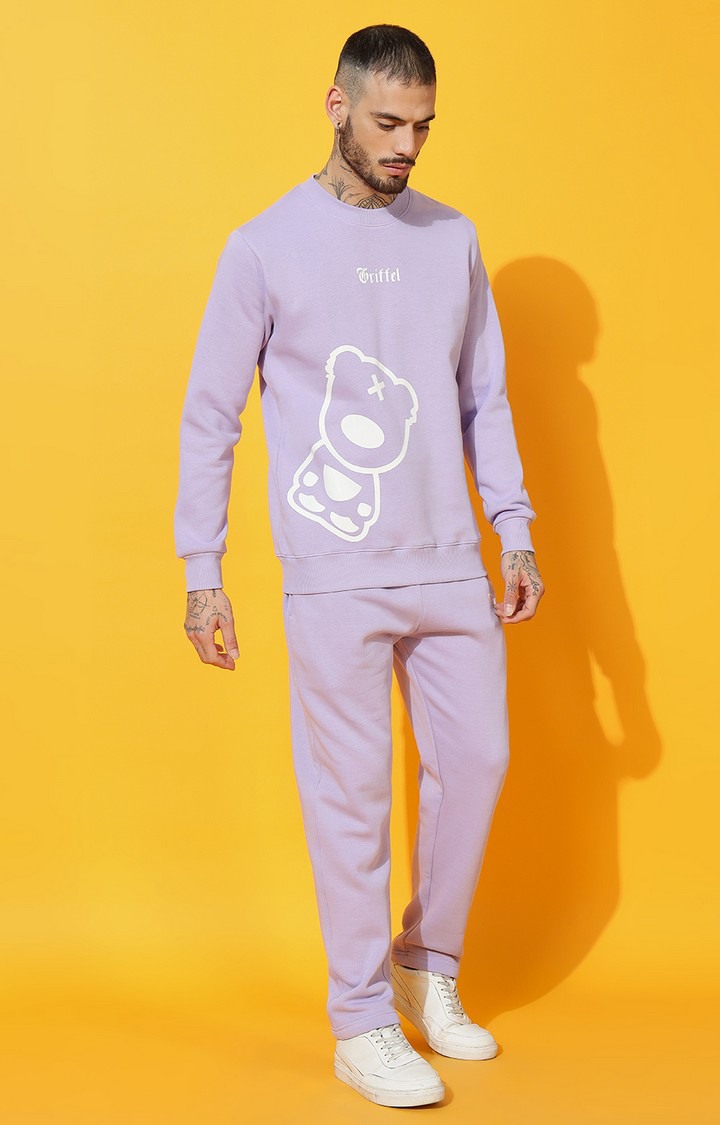 Men's TEDDY Regular Fit Mauve White Tracksuit