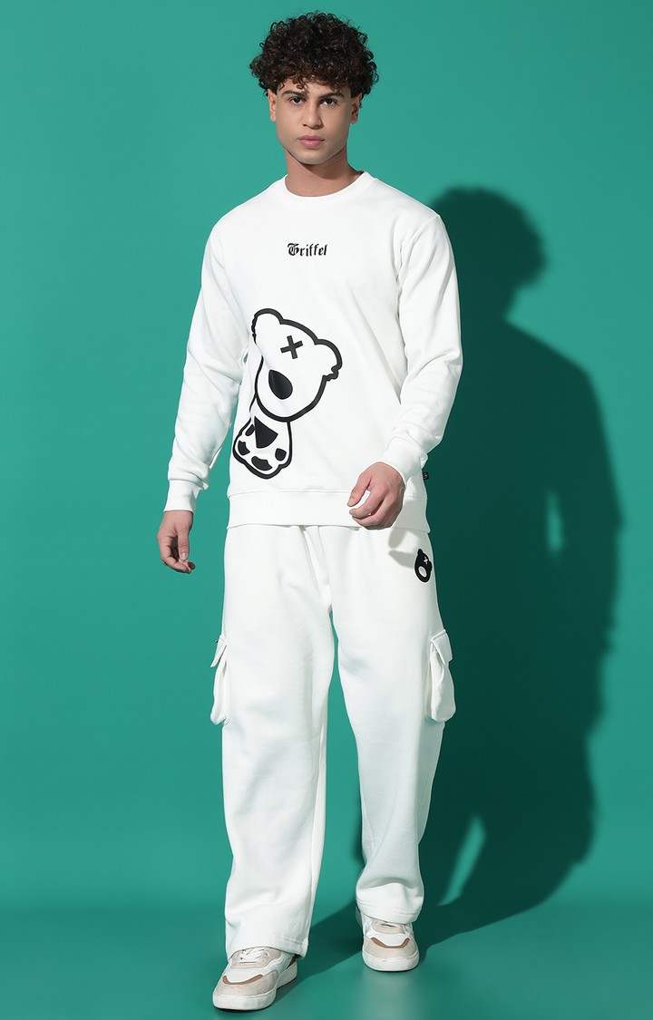 Men's TEDDY Regular Fit White Tracksuit