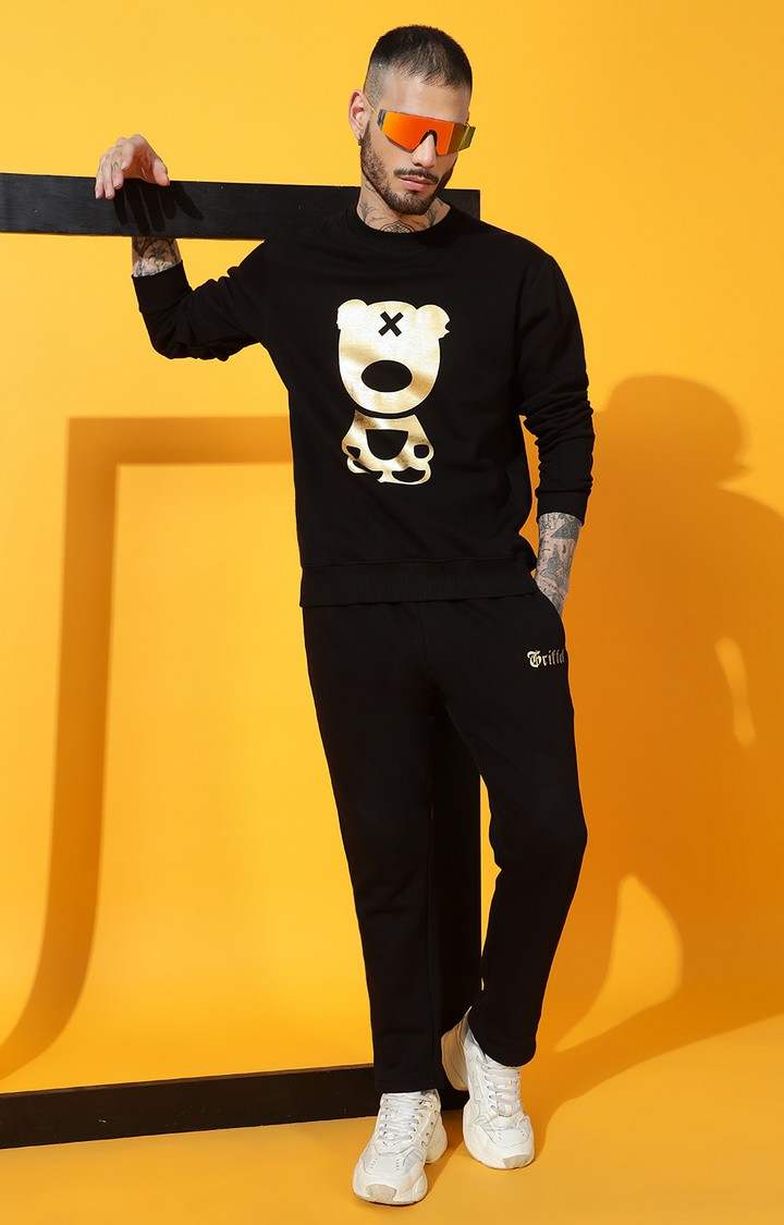Men's TEDDY 2.0 Regular Fit Black Gold Tracksuit