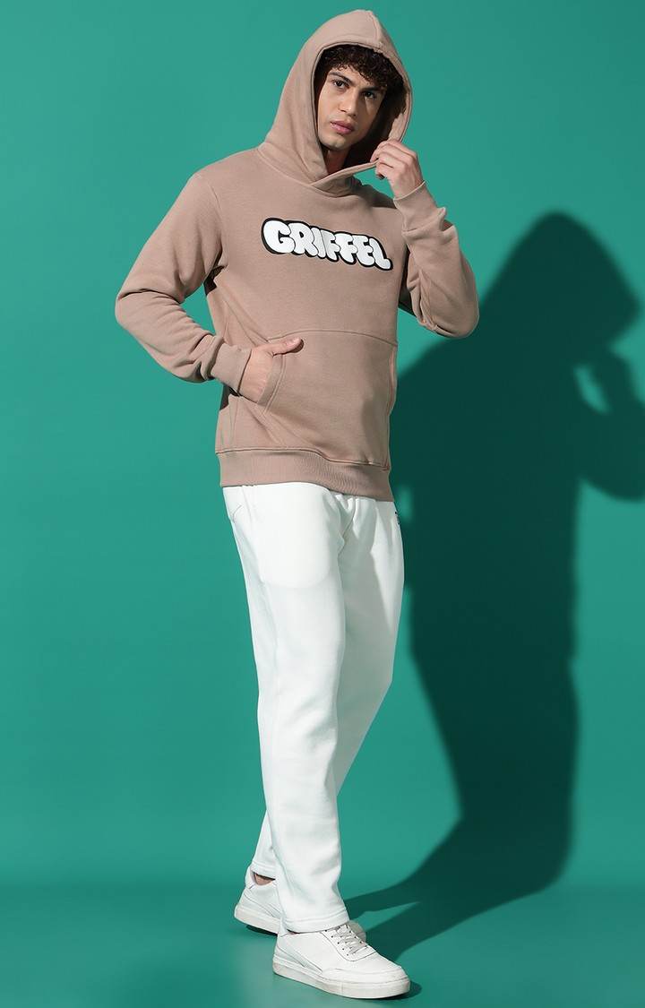 Men's Bubble Logo Regular Fit Camel Hoodie Tracksuit