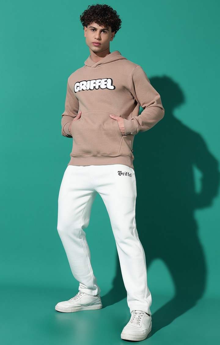 Men's Bubble Logo Regular Fit Camel Hoodie Tracksuit