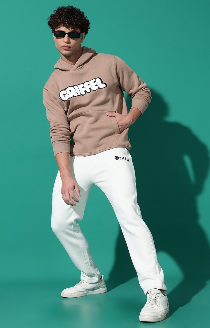 Men's Bubble Logo Regular Fit Camel Hoodie Tracksuit