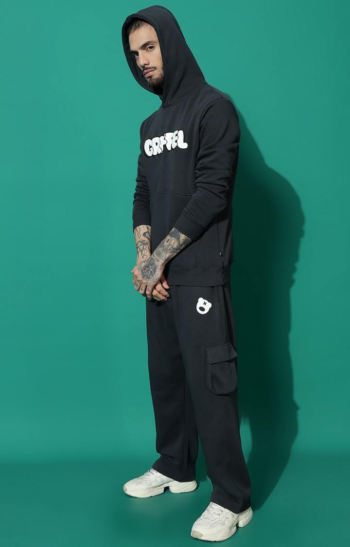 Men's Bubble Logo Regular Fit Charcoal Hoodie Tracksuit