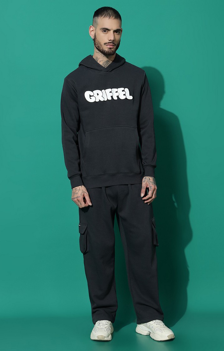 Men's Bubble Logo Regular Fit Charcoal Hoodie Tracksuit