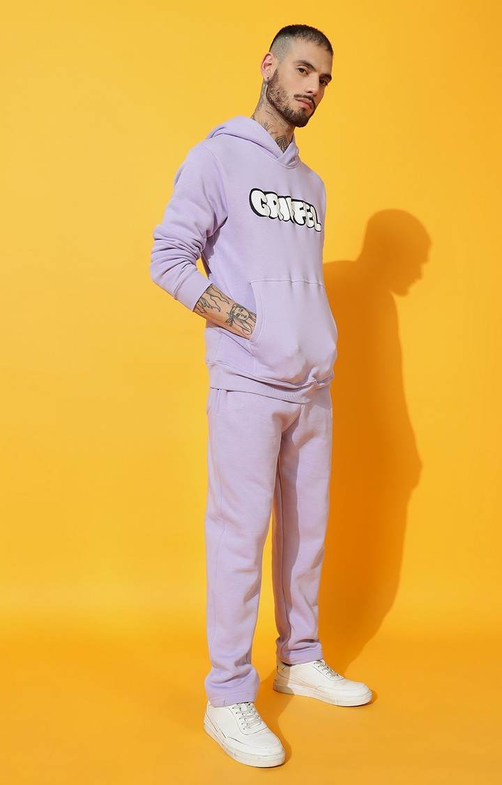 Men's Bubble Logo Regular Fit Mauve Hoodie Tracksuit