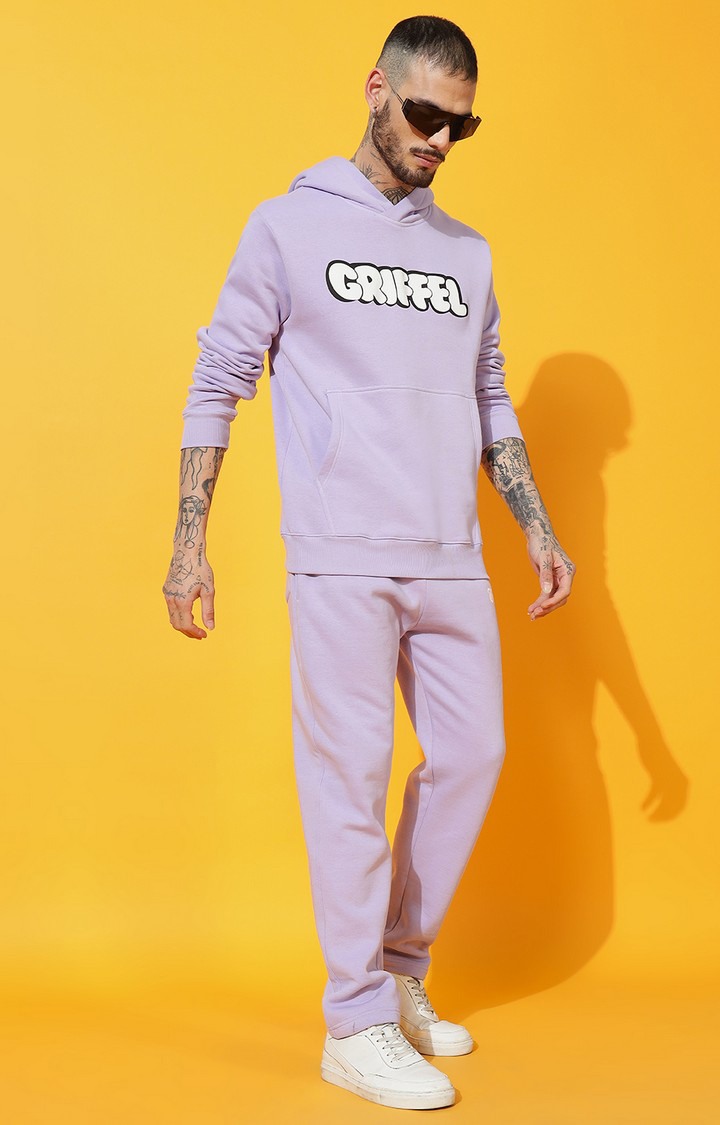 Men's Bubble Logo Regular Fit Mauve Hoodie Tracksuit
