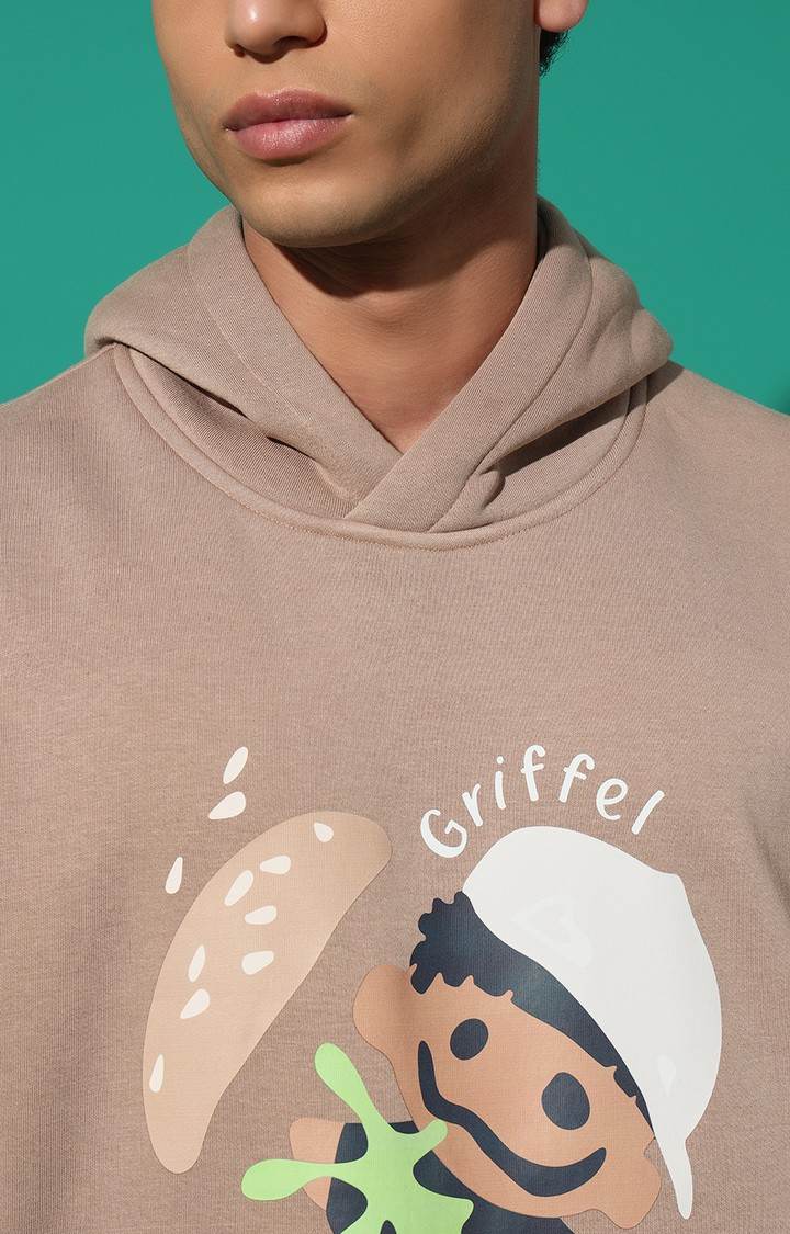Men's BURGER Printed Regular Fit Camel Tracksuit