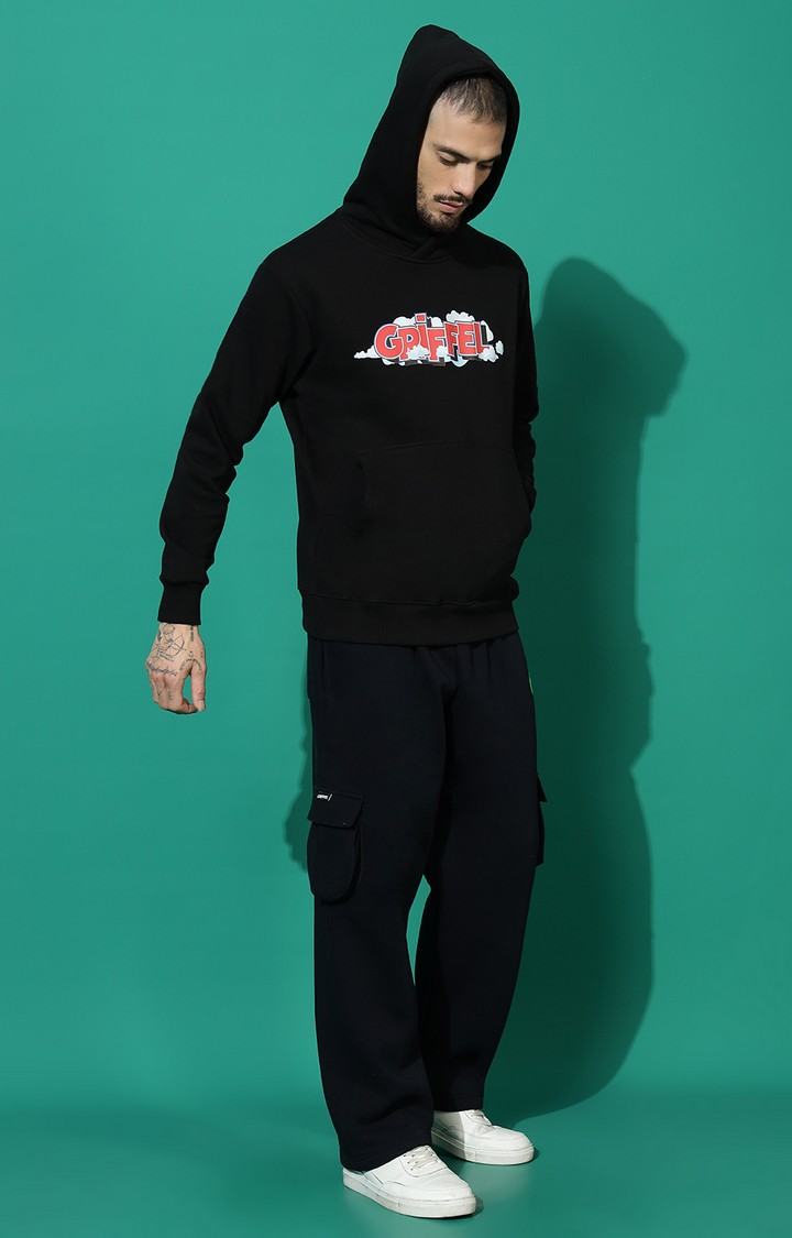 Men's Cloud Regular Fit Black Hoodie Tracksuit
