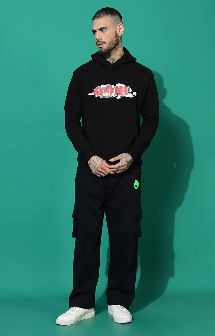 Men's Cloud Regular Fit Black Hoodie Tracksuit