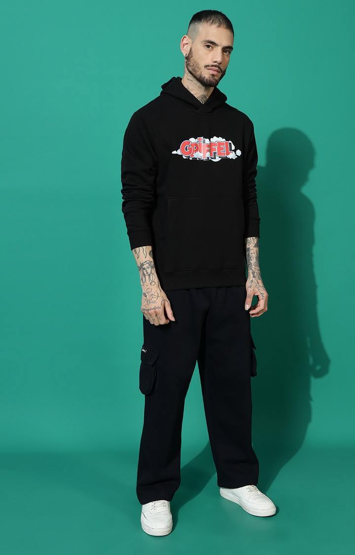 Men's Cloud Regular Fit Black Hoodie Tracksuit
