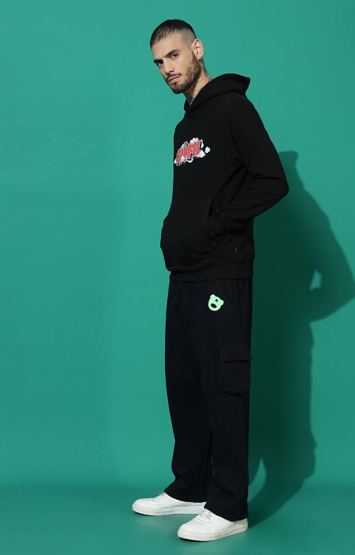 Men's Cloud Regular Fit Black Hoodie Tracksuit