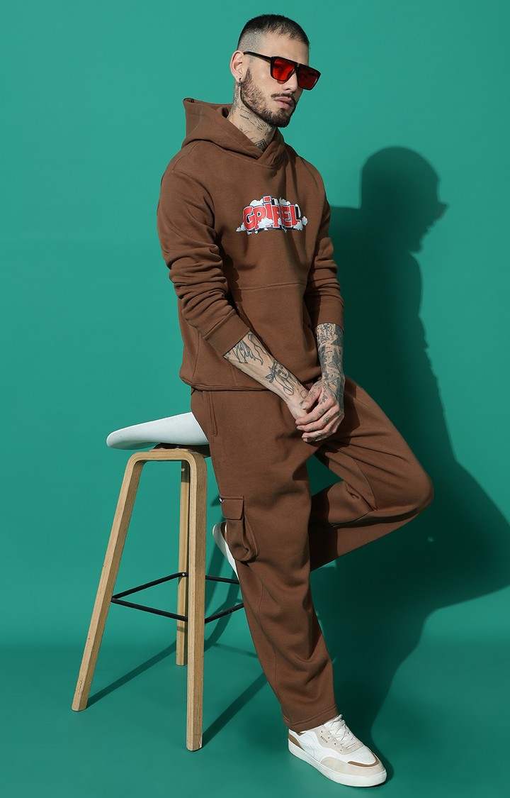 Men's Cloud Regular Fit Coffee Hoodie Tracksuit