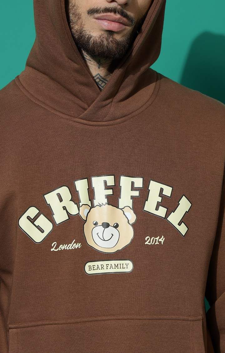 Men's Cute Teddy Regular Fit Coffee Hoodie Tracksuit