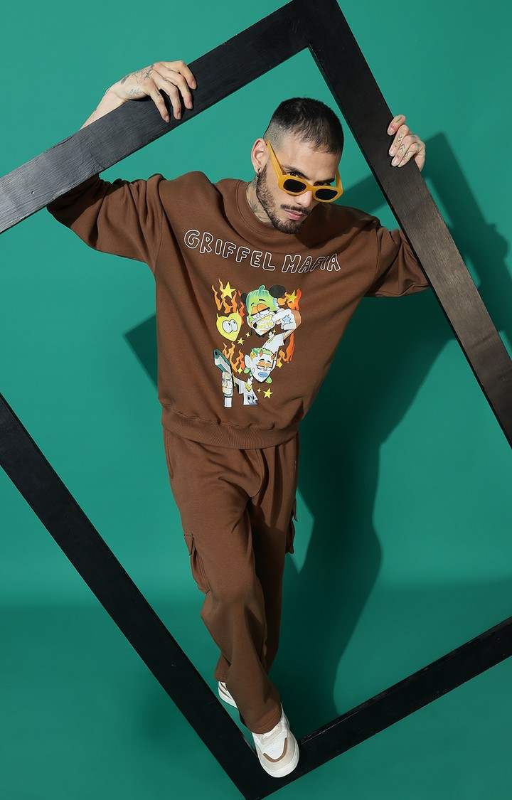 Men's GRIFFEL MAFIA Oversized Coffee Tracksuit