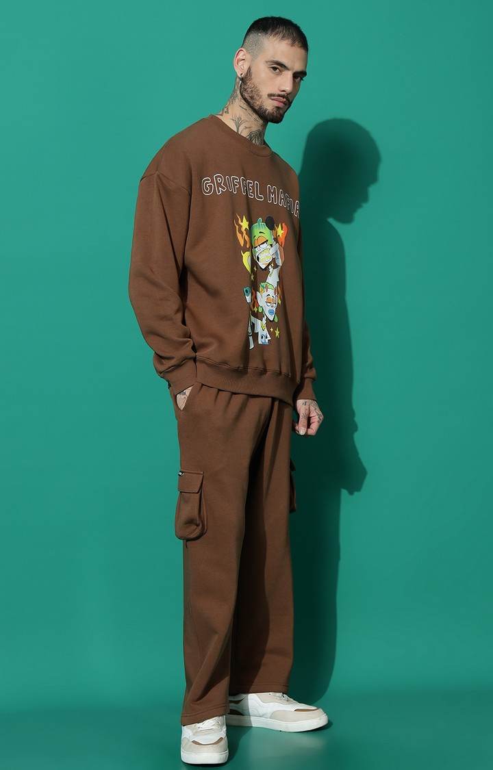 Men's GRIFFEL MAFIA Oversized Coffee Tracksuit