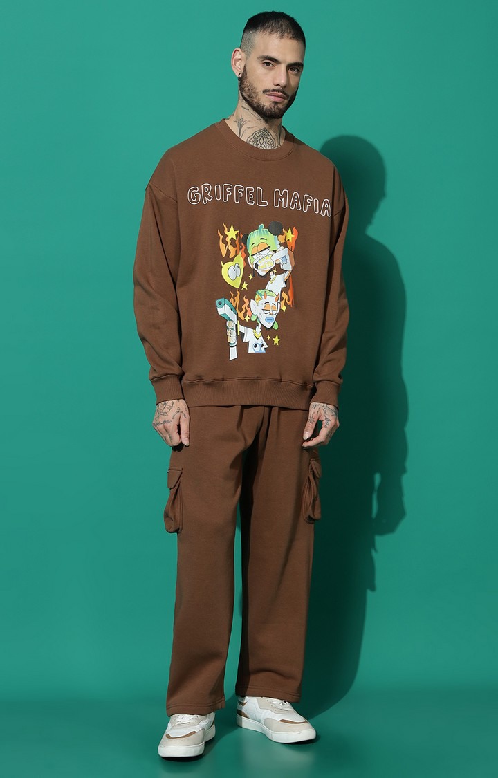 Men's GRIFFEL MAFIA Oversized Coffee Tracksuit