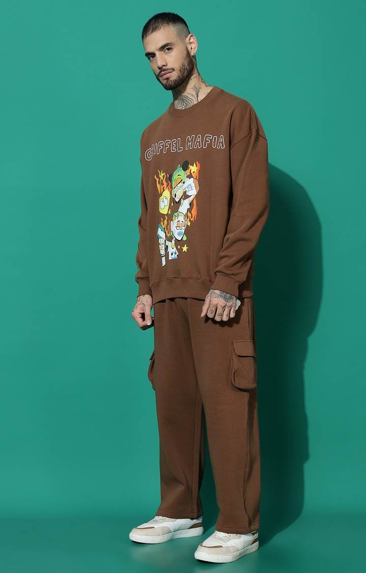 Men's GRIFFEL MAFIA Oversized Coffee Tracksuit