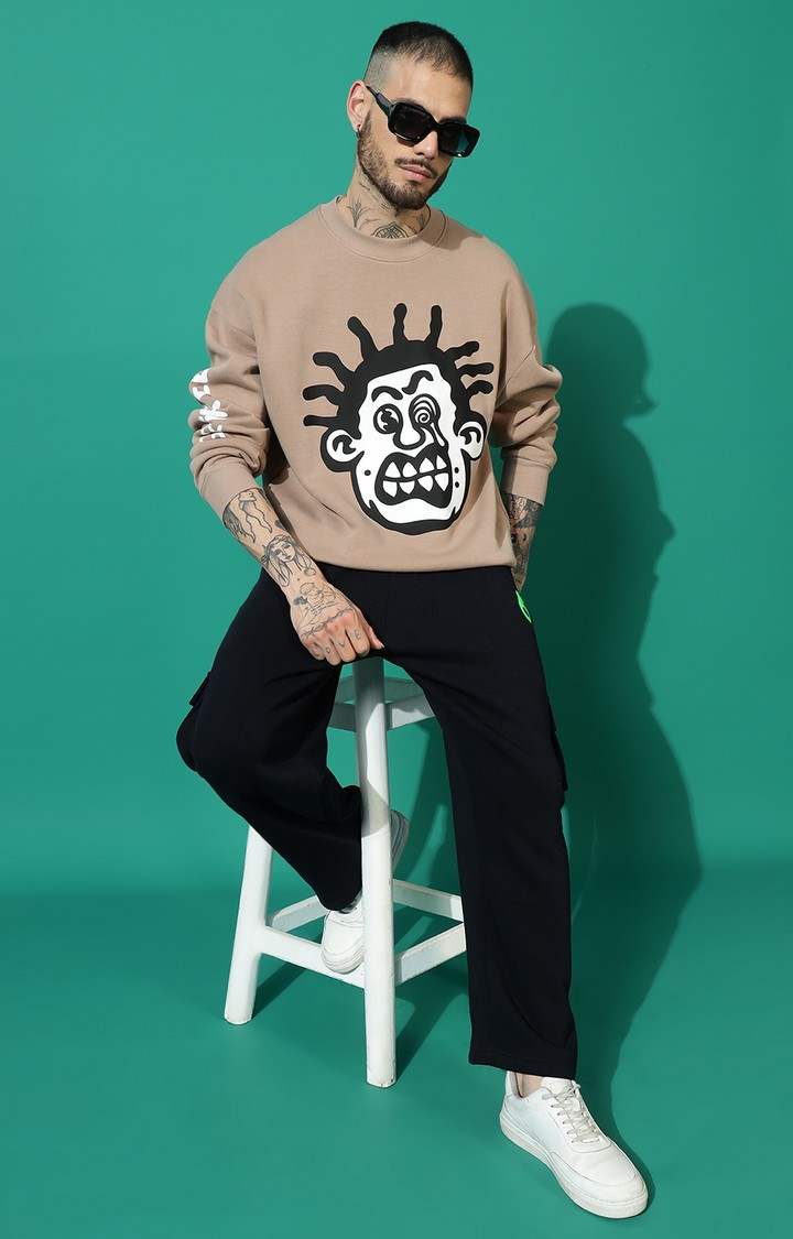 Men's Wierd Face Oversized Camel Tracksuit