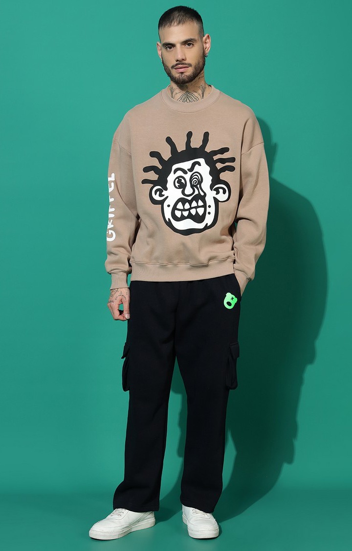 Men's Wierd Face Oversized Camel Tracksuit