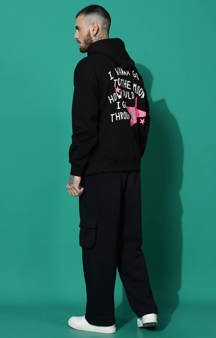 Men's Moon Oversized Black Hoodie Tracksuit