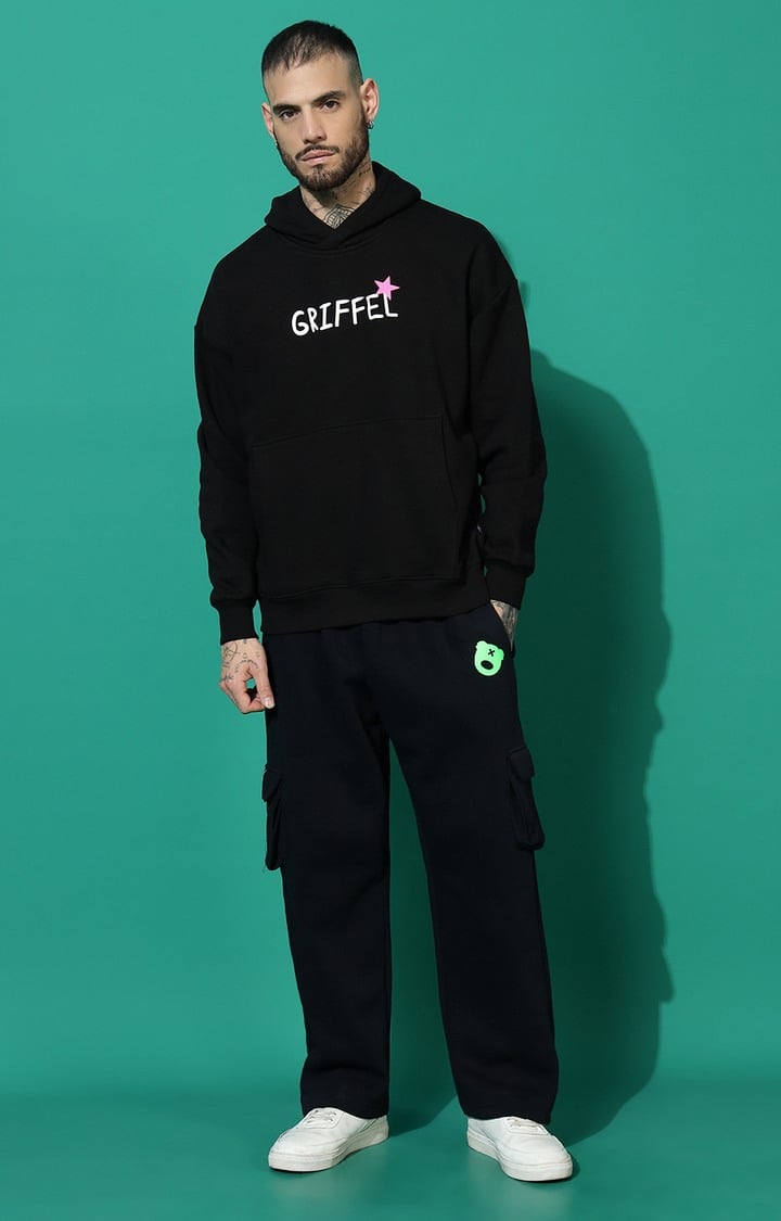 Men's Moon Oversized Black Hoodie Tracksuit