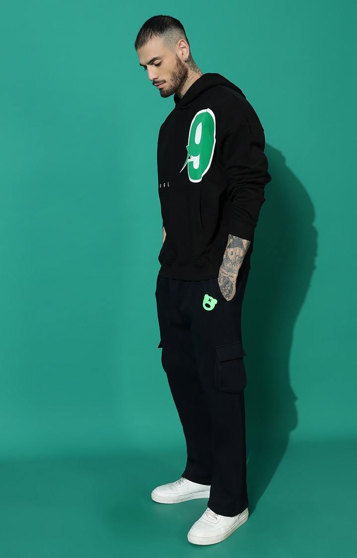 Men's 9 Oversized Black Hoodie Tracksuit
