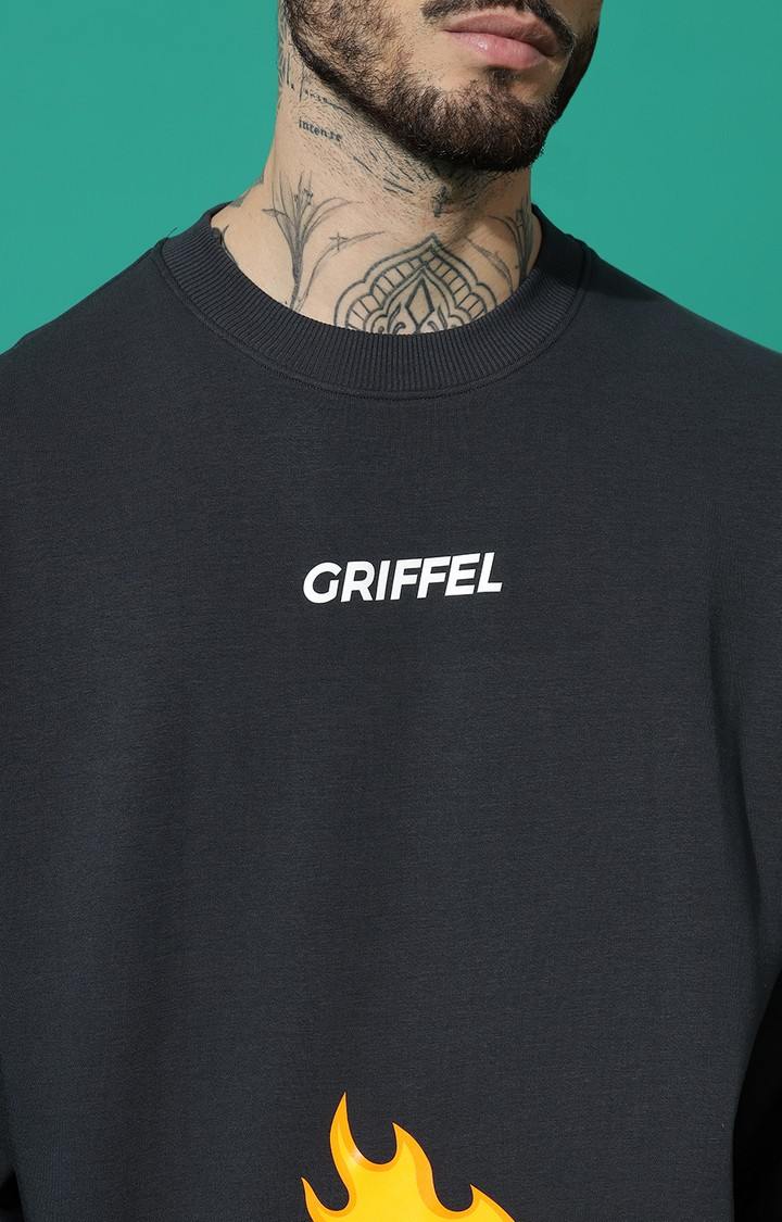 Men's Skeleton Fire Oversized Charcoal Tracksuit