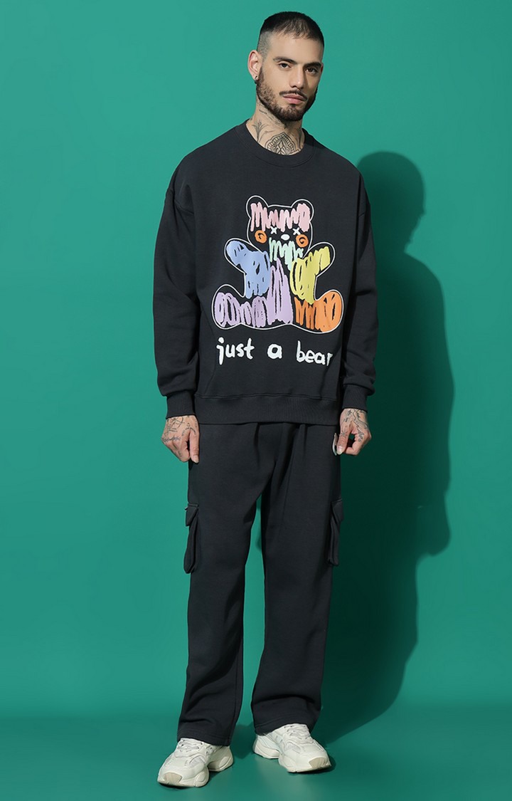 Men's JUST A BEAR Oversized Charcoal Tracksuit