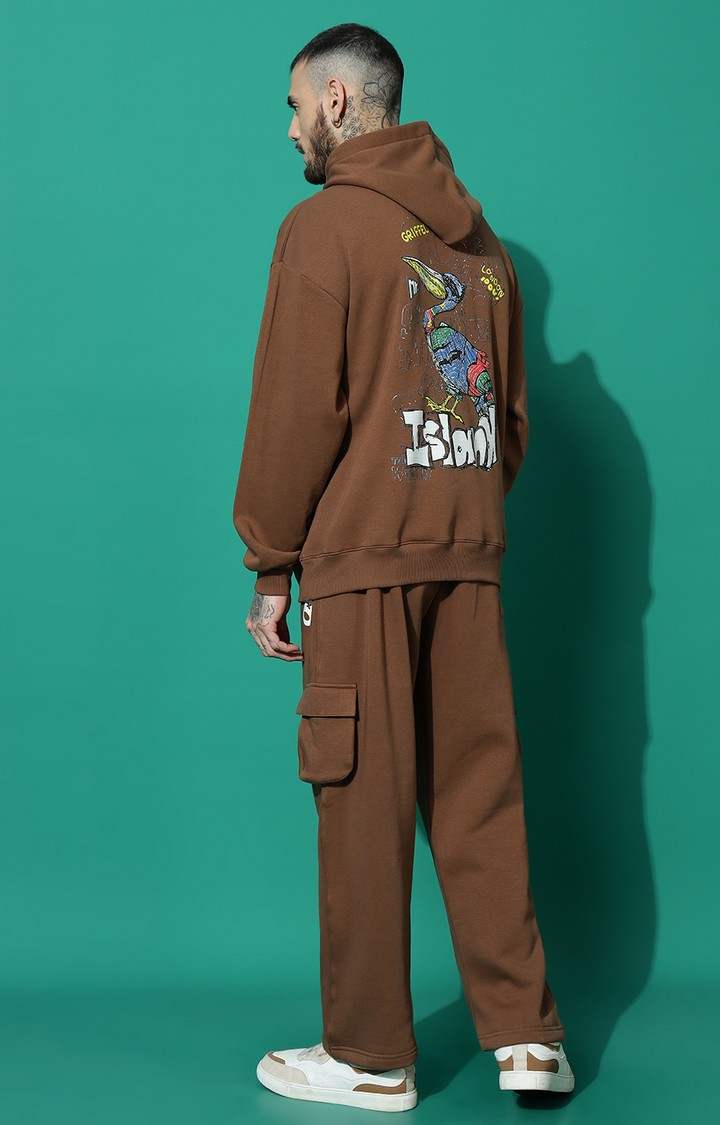 Men's ISLAND BIRD Oversized Coffee Hoodie Tracksuit