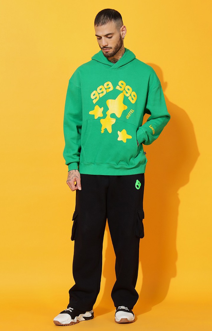 Men's 999 STAR Oversized Green Hoodie Tracksuit