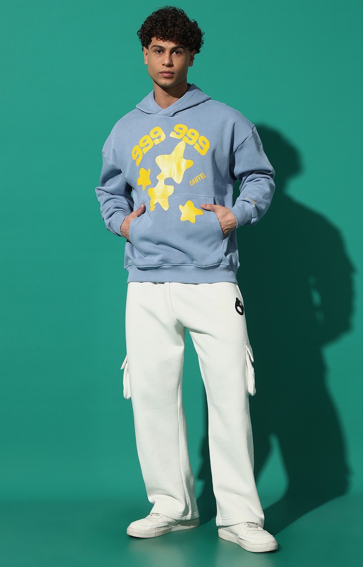 Men's 999 STAR Oversized Sky Blue Hoodie Tracksuit