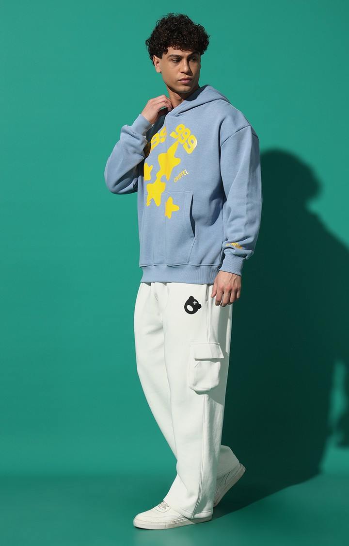 Men's 999 STAR Oversized Sky Blue Hoodie Tracksuit