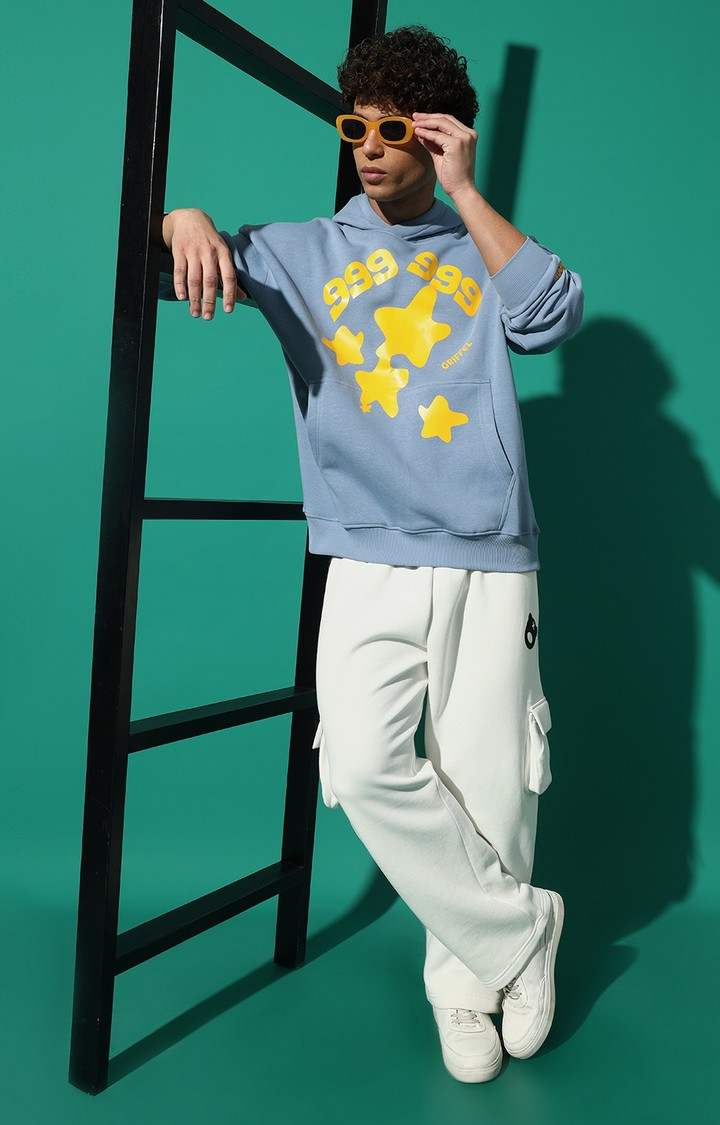 Men's 999 STAR Oversized Sky Blue Hoodie Tracksuit