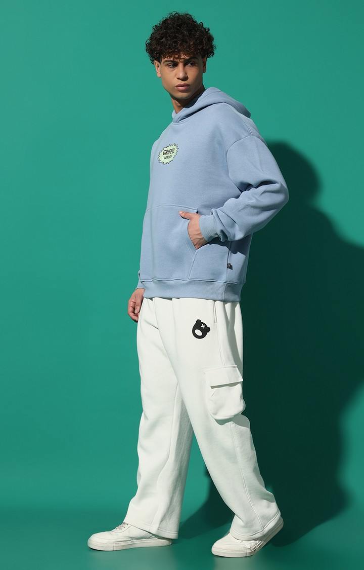 Men's PICANTE GREEN Oversized Sky Blue Hoodie Tracksuit