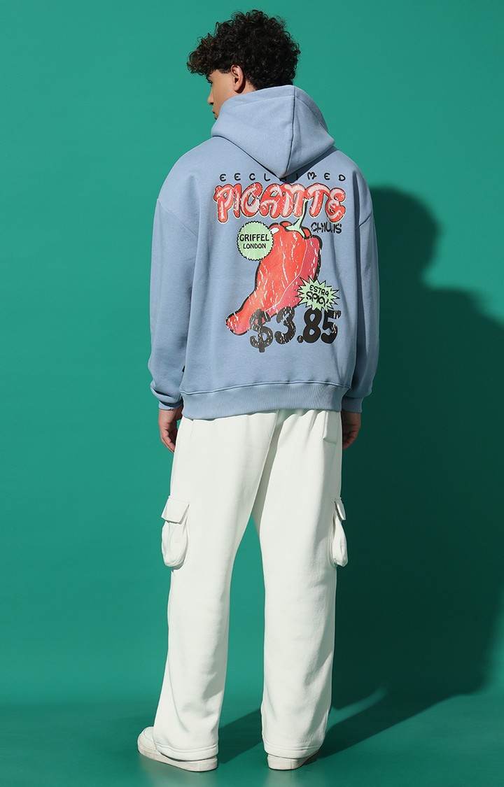 Men's PICANTE GREEN Oversized Sky Blue Hoodie Tracksuit