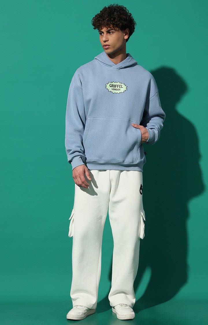 Men's PICANTE GREEN Oversized Sky Blue Hoodie Tracksuit