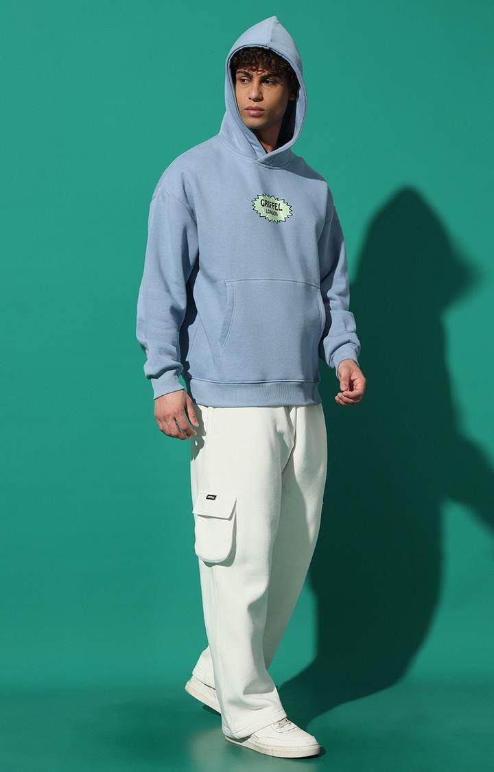 Men's PICANTE GREEN Oversized Sky Blue Hoodie Tracksuit