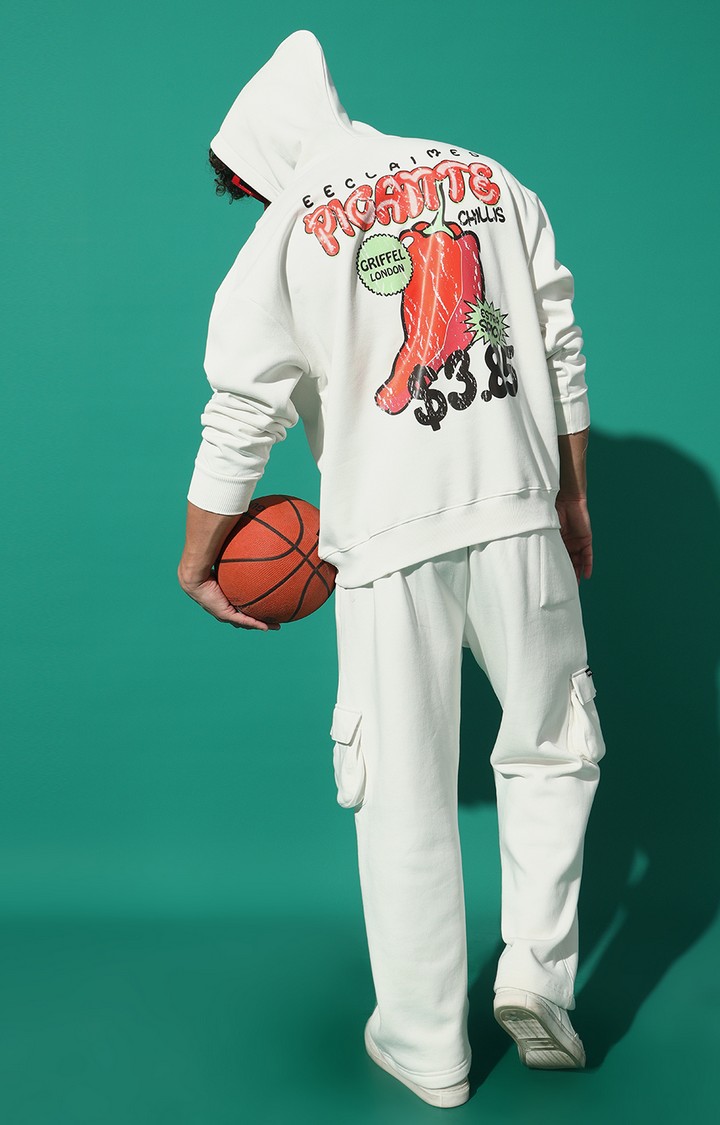 Men's PICANTE GREEN Oversized White Hoodie Tracksuit