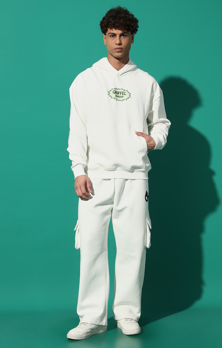 Men's PICANTE GREEN Oversized White Hoodie Tracksuit