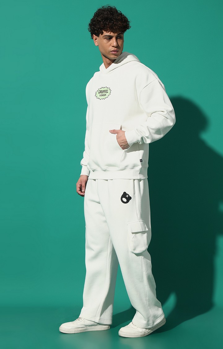 Men's PICANTE GREEN Oversized White Hoodie Tracksuit