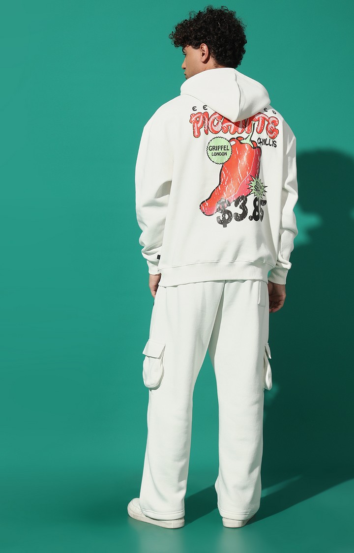 Men's PICANTE GREEN Oversized White Hoodie Tracksuit