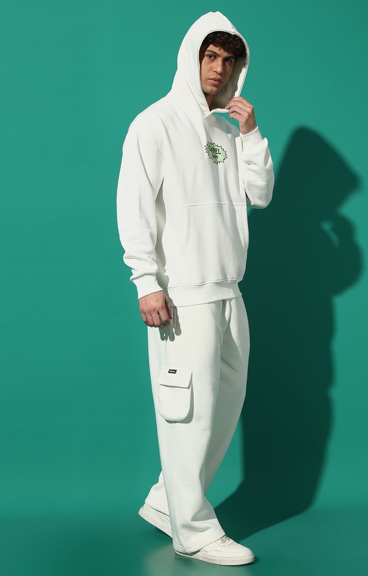 Men's PICANTE GREEN Oversized White Hoodie Tracksuit