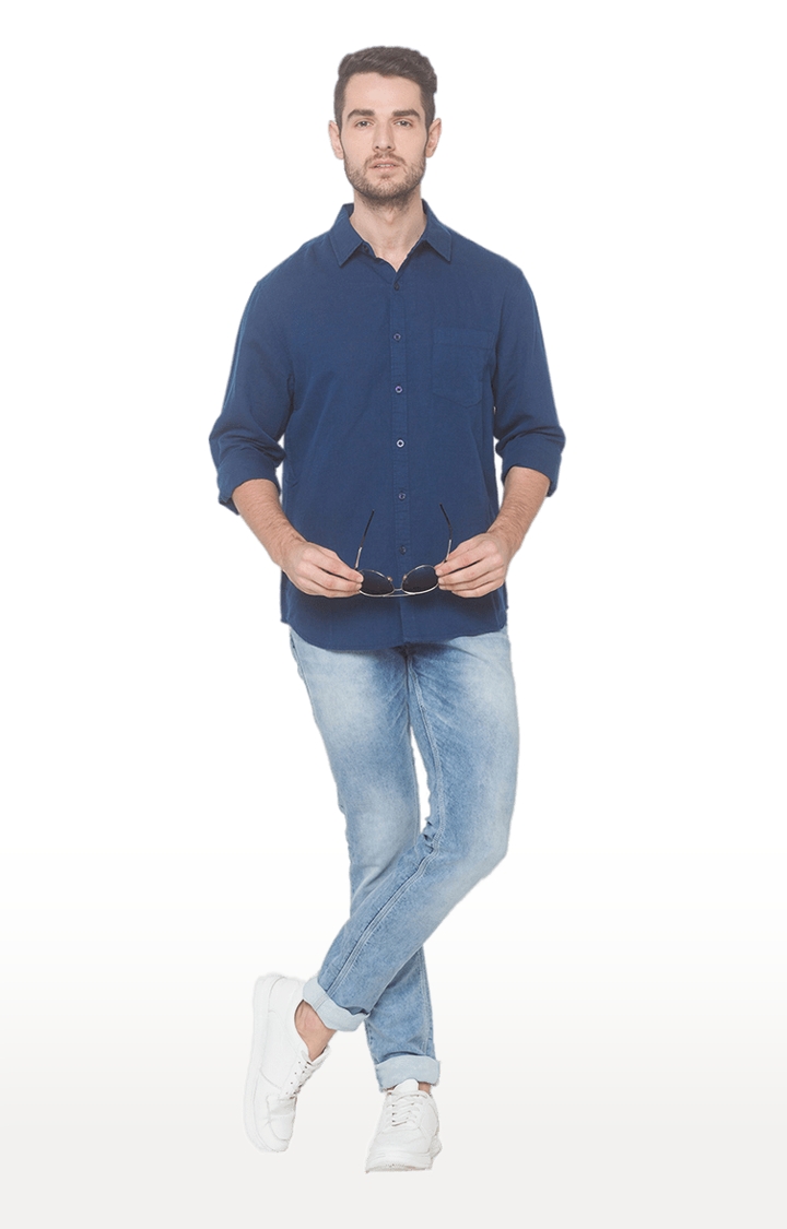 globus | Blue Solid Casual Shirt 1
