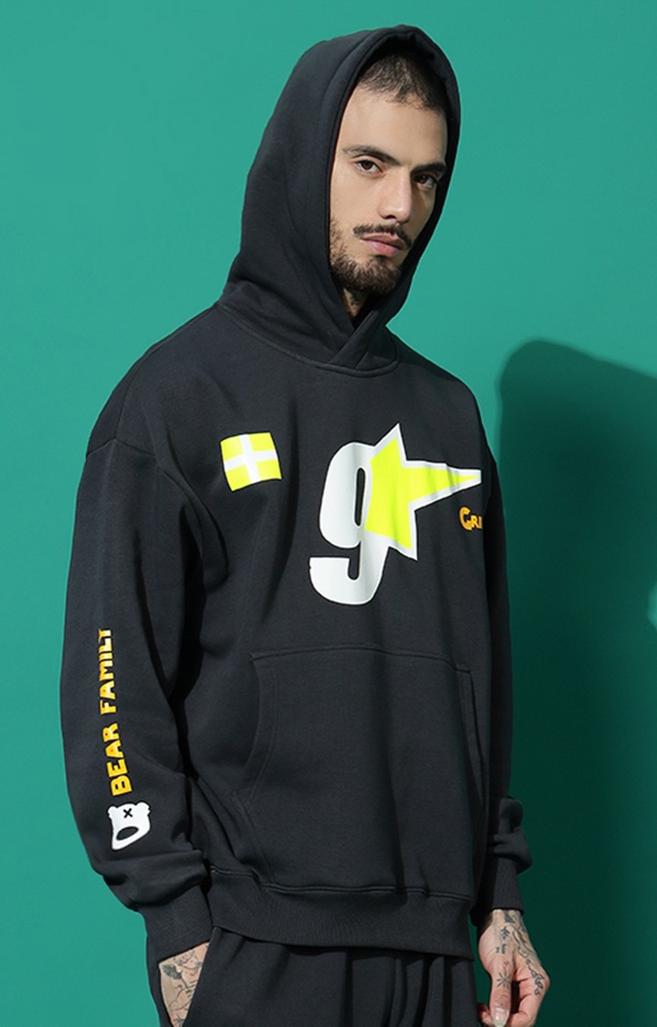 Men's 9 Star Oversized Charcoal Hoodie