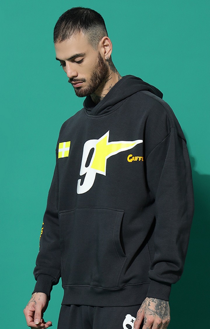 Men's 9 Star Oversized Charcoal Hoodie
