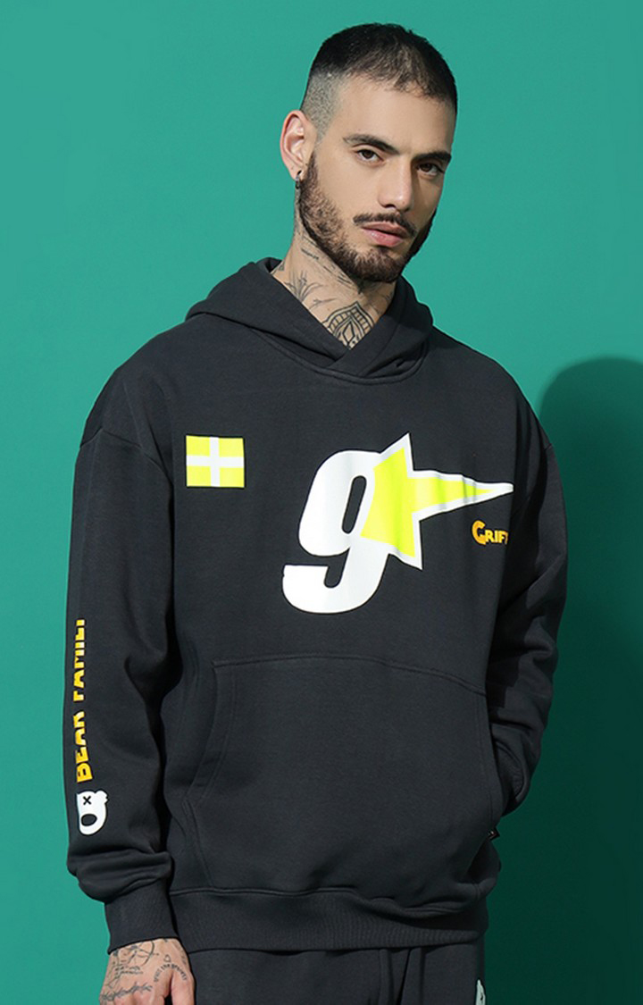 Men's 9 Star Oversized Charcoal Hoodie